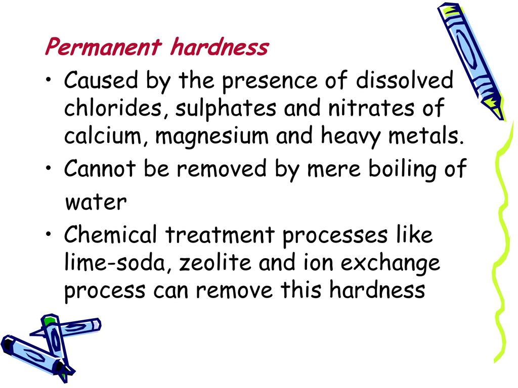 Permanent water hardness of water sources